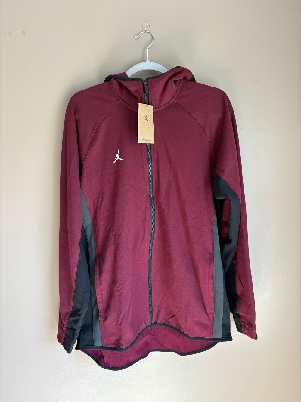 Jordan Men's Hooded Full-Zip Jacket in Burgundy with Black Panels